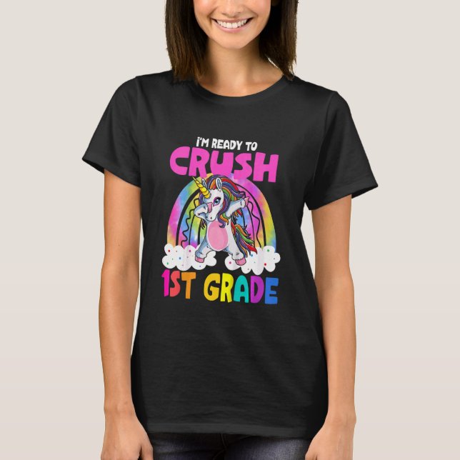 Kids Crush 1st Grade First Grade Dabbing Unicorn B T-Shirt (Front)
