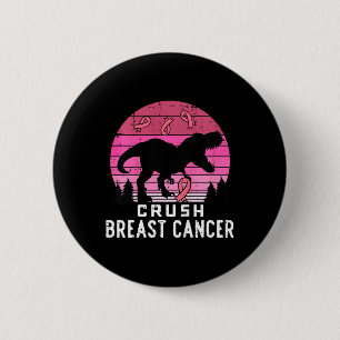 Kids Crush Breast Cancer Pink Trex Dino Awareness 6 Cm Round Badge