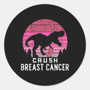 Kids Crush Breast Cancer Pink Trex Dino Awareness Classic Round Sticker