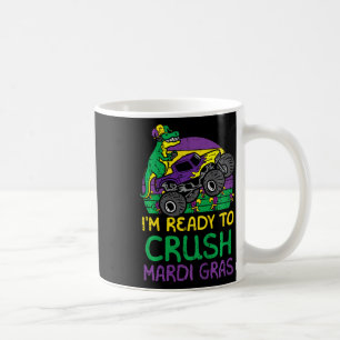 Kids Crush Mardi Gras Dino Monster Truck Funny Tod Coffee Mug