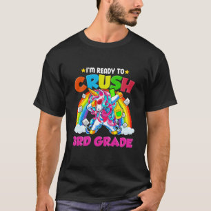 Kids Crush Unicorn Dabbing 3Rd Grade Rainbow Back T-Shirt