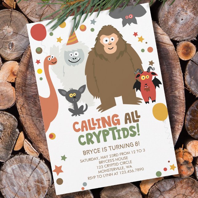 Kids Cryptid Birthday Invitation (Kids Cryptid Birthday Invitation)