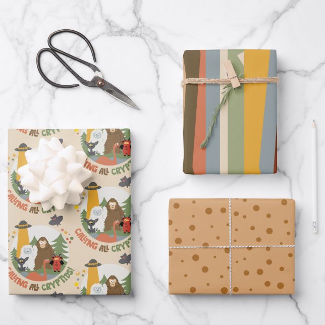 Kids Cryptid Wrapping Paper Sheet (Front)