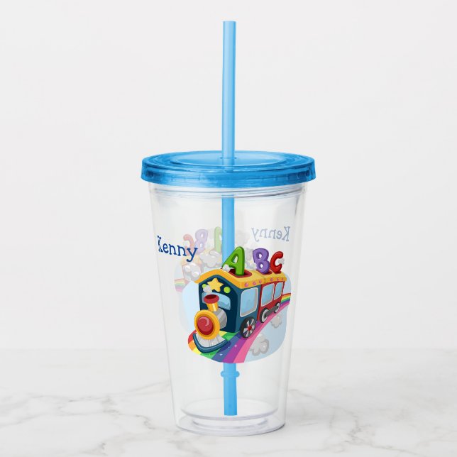 Kids Custom ABC Train Acrylic Tumbler (Front)