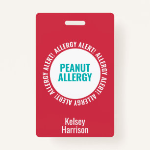 Kids Custom Allergy Alert School Daycare Bag Tag ID Badge