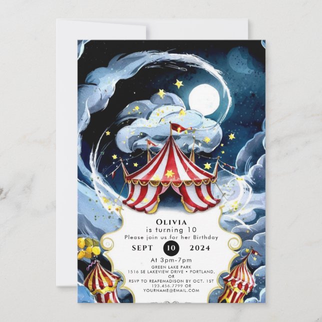 Kids Custom Circus Birthday Invitation (Front)