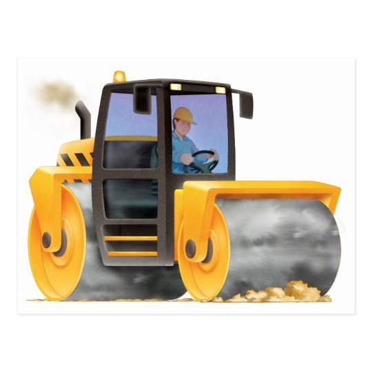 Kid's Custom Construction Trucks Road Roller Postcard