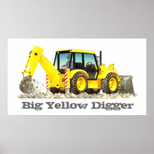 Kid's Custom Construction Trucks - Yellow Digger Poster