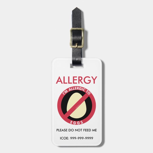 Kids Custom Egg Allergy Emergency Luggage Tag (Front Vertical)