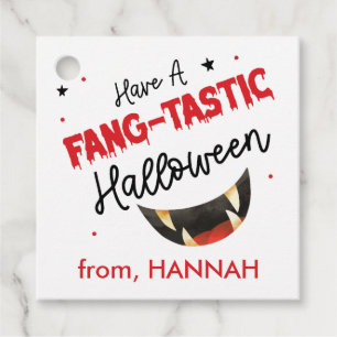 Kids Custom Halloween Fangtastic Treat Favour Tags