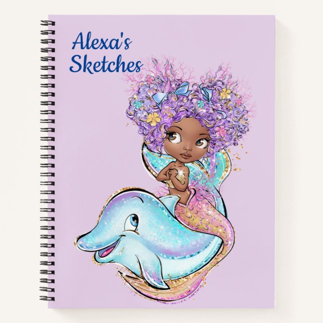Kids Custom Mermaid Sketch  Notebook (Front)