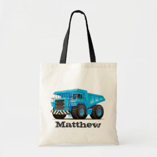 Kids Custom Name Construction Dumper Truck Tote Bag