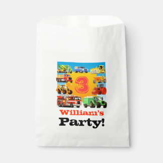Kids Custom Name Construction Truck Birthday Party Favour Bags