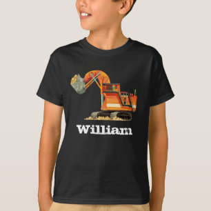 Kid's Custom Name Construction Truck Digger T-Shirt