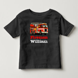Kid's Custom Name Red Fire Truck Toddler T-Shirt