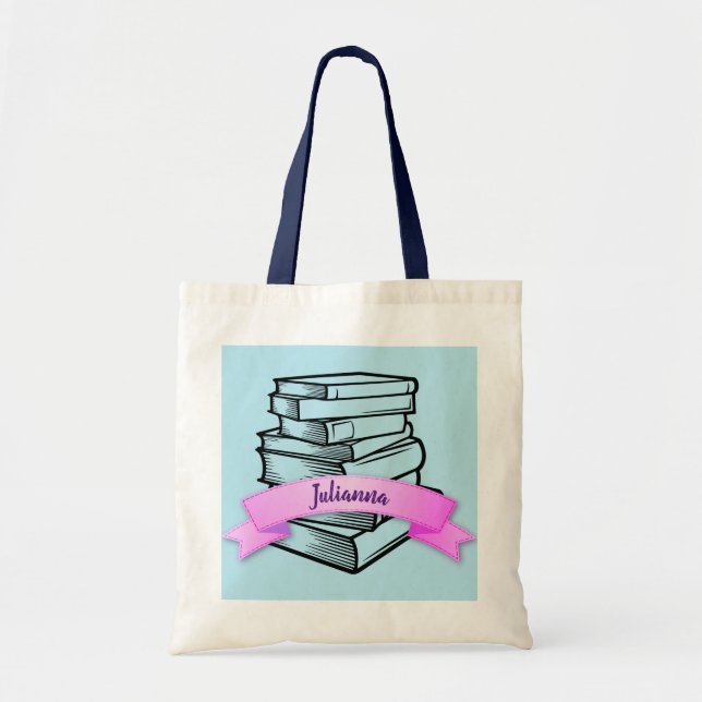 Kids Custom Name School/Library Book Tote Bag (Front)