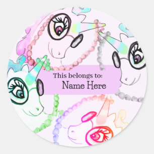 Kids Custom Name This Belongs To Classic Round Sticker