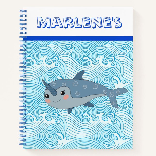 Kids Custom Narwhal Sketch Notebook (Front)