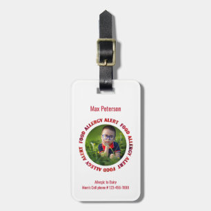 Kids Custom Photo Food Allergy Medical Alert Luggage Tag