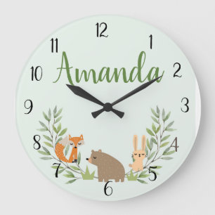 Kids Custom Woodland Nursery Wall Clock