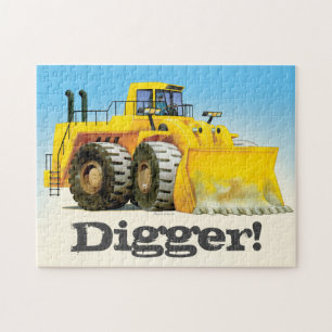 Kid's Custom Yellow Construction Digger Jigsaw Jigsaw Puzzle
