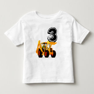 Kid's Custom Yellow Digger 3rd Birthday Toddler T-Shirt