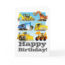 Kids Custom Yellow Digger Excavator Happy Birthday