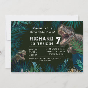 Kids Customisable Dinosaur Theme Birthday Invitation