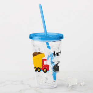 Kids Customise Construction Truck Acrylic Tumbler
