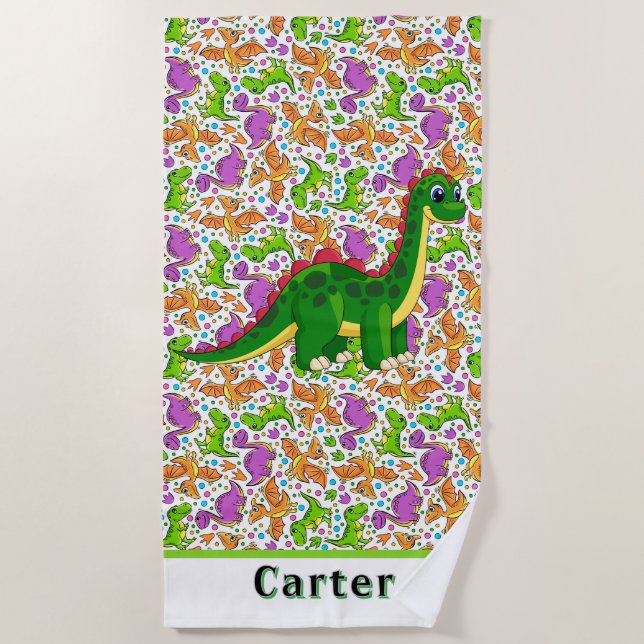 Kids Customise Dinosaur  Beach Towel (Front)