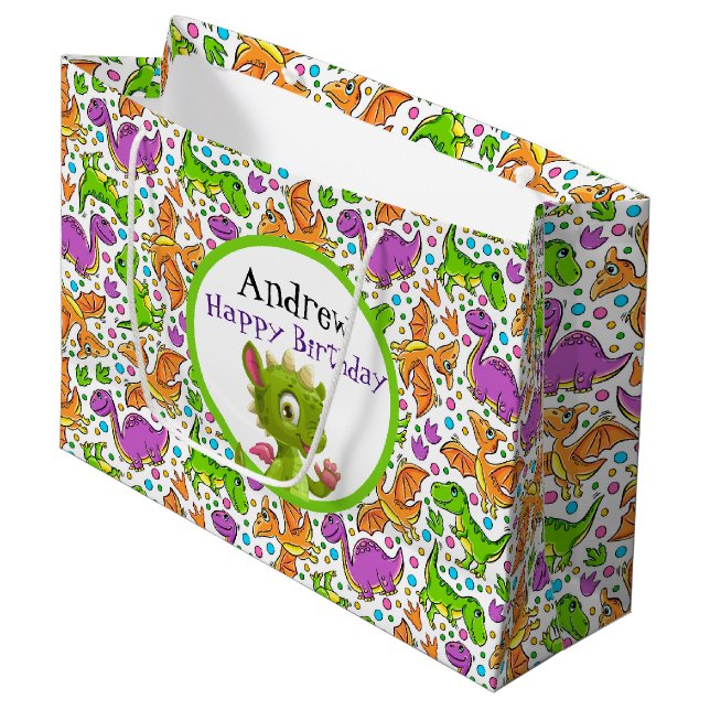 Kids Customise Dinosaur Gift Bag (Front Angled)