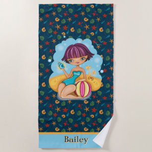 Kids Customised Beachy Beach Towel 