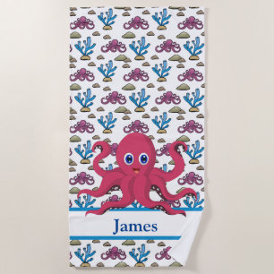 Kids Customised Octopus Beach Towel