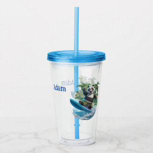 Kids Customised Surfing Panda  Acrylic Tumbler