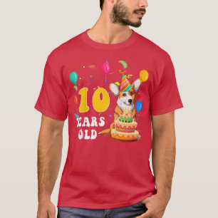 Kids Cute 10 Years Old Corgi Dog Lover 10th Birthd T-Shirt