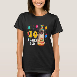 Kids Cute 10 Years Old Pug Dog 10th Birthday Par T-Shirt
