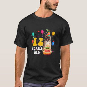 Kids Cute 12 Years Old Pug Dog 12th Birthday Part T-Shirt