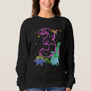 Kids Cute 3 Year Old Rock Dinosaurs Celebrate 3rd Sweatshirt