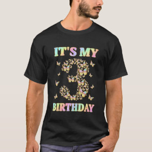 Kids Cute 3 Years Old Girl Butterfly It s My 3rd T-Shirt