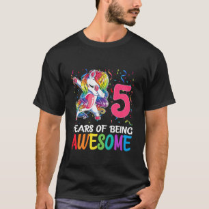 Kids Cute 5 Years Old Unicorn Dabbing 5Th Birthday T-Shirt