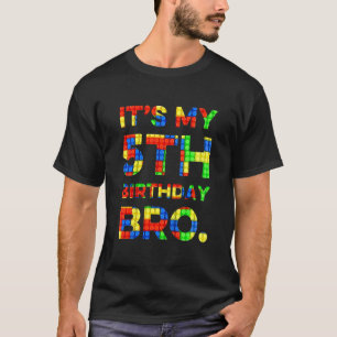 Kids Cute 5th Birthday 5 Years Old Block Building T-Shirt