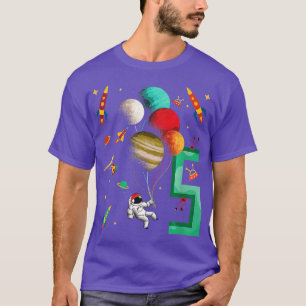 Kids Cute 5th Birthday 5 Years Old oddler Spaceman T-Shirt