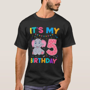Kids Cute 5th Birthday Elephant 4 Years Old Boy Gi T-Shirt