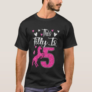 Kids Cute 5th Birthday Party Horse  Girl This Fill T-Shirt