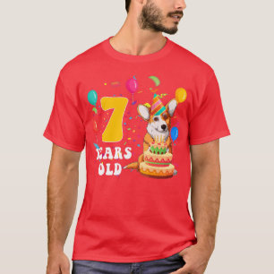 Kids Cute 7 Years Old Corgi Dog Lover 7th Birthday T-Shirt