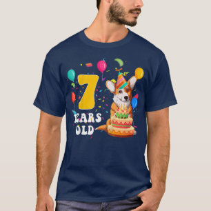 Kids Cute 7 Years Old Corgi Dog Lover 7th Birthday T-Shirt