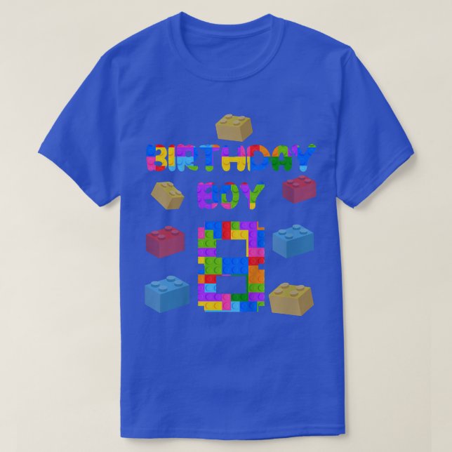 Kids Cute 8th Birthday Gift 8 Years Old Block Buil T-Shirt (Design Front)