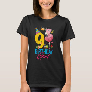 Kids Cute 9 Years Old Birthday Girl Flamingo 9th B T-Shirt