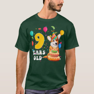 Kids Cute 9 Years Old Corgi Dog Lover 9th Birthday T-Shirt