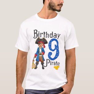 Kids Cute 9Th Anniversary 9 Years Old Birthday Pir T-Shirt